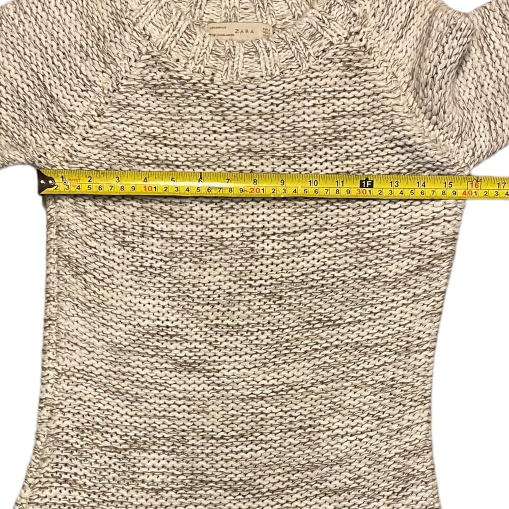 Zara Knit Cream Brown Short Sweater Dress Size Medium - Picture 4 of 5